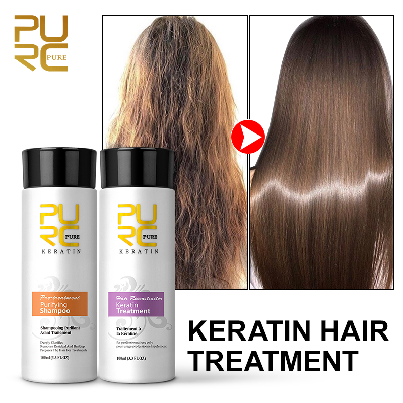 Hair Care Keratin Shampoo - PURC Brasilianische Keratin-Haarbehandlung für lockiges, geschädigtes