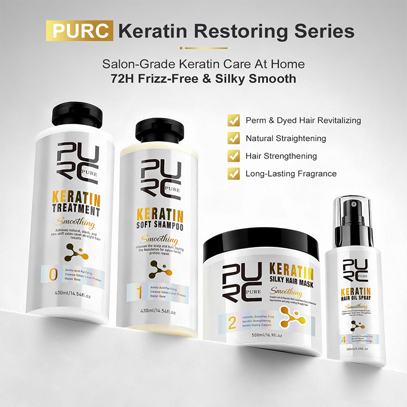 Hair Care Keratin Shampoo - PURC Keratin-Behandlung Haarpflege-Set Glättendes Shampoo Haarmaske
